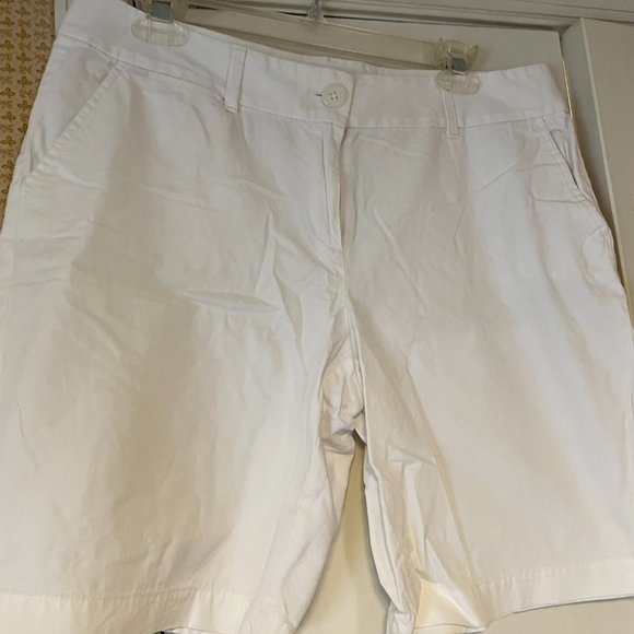 Loft White Cotton Shorts, 9 Inch Inseam  - 10 - Picture 2 of 5